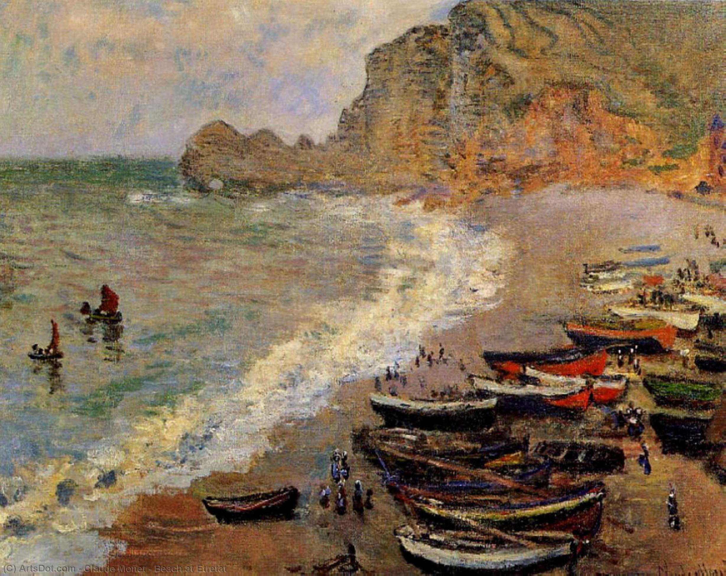 Wikioo.org - The Encyclopedia of Fine Arts - Painting, Artwork by Claude Monet - Beach at Etretat