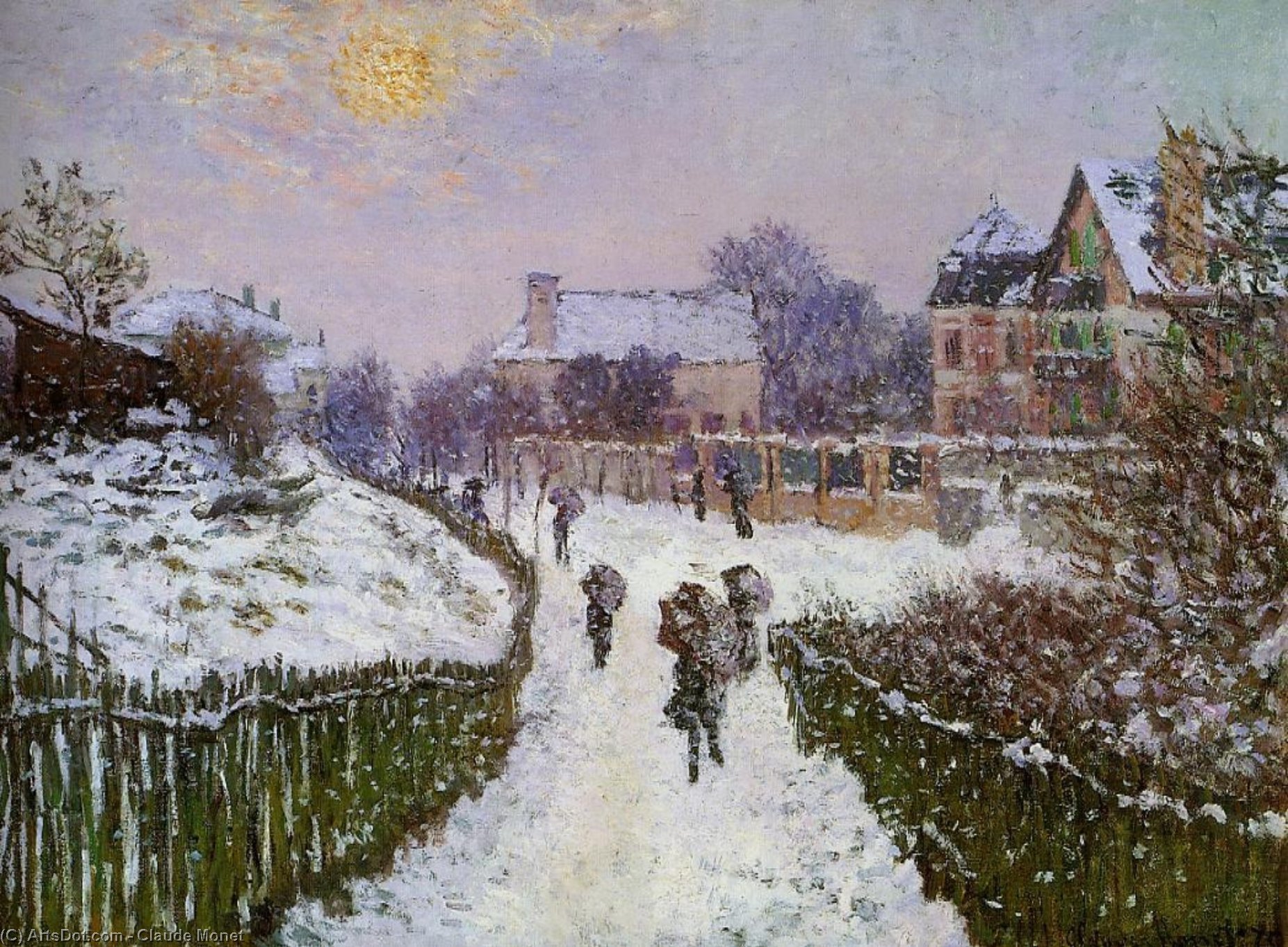 Wikioo.org - The Encyclopedia of Fine Arts - Painting, Artwork by Claude Monet - Boulevard st denis, argenteuil, snow effect