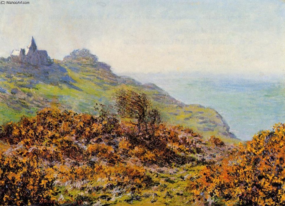Wikioo.org - The Encyclopedia of Fine Arts - Painting, Artwork by Claude Monet - Church at Varengeville and the Gorge of Les Moutiers