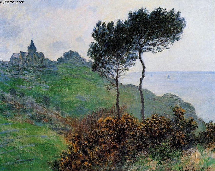 Wikioo.org - The Encyclopedia of Fine Arts - Painting, Artwork by Claude Monet - Church at Varengeville, Grey Weather