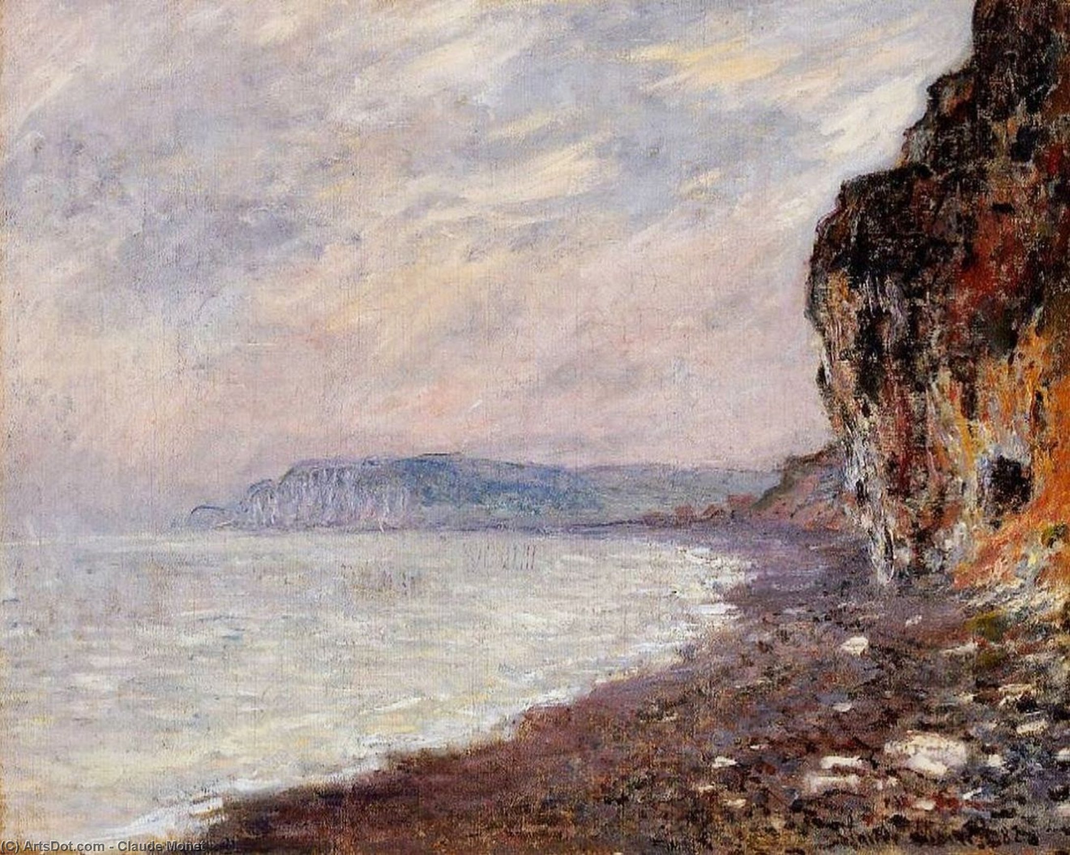 Wikioo.org - สารานุกรมวิจิตรศิลป์ - จิตรกรรม Claude Monet - Cliff at Pourville in the Fog