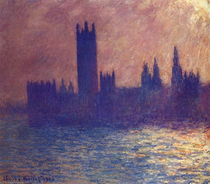 Wikioo.org - The Encyclopedia of Fine Arts - Painting, Artwork by Claude Monet - Houses of Parliament, Sunlight Effect