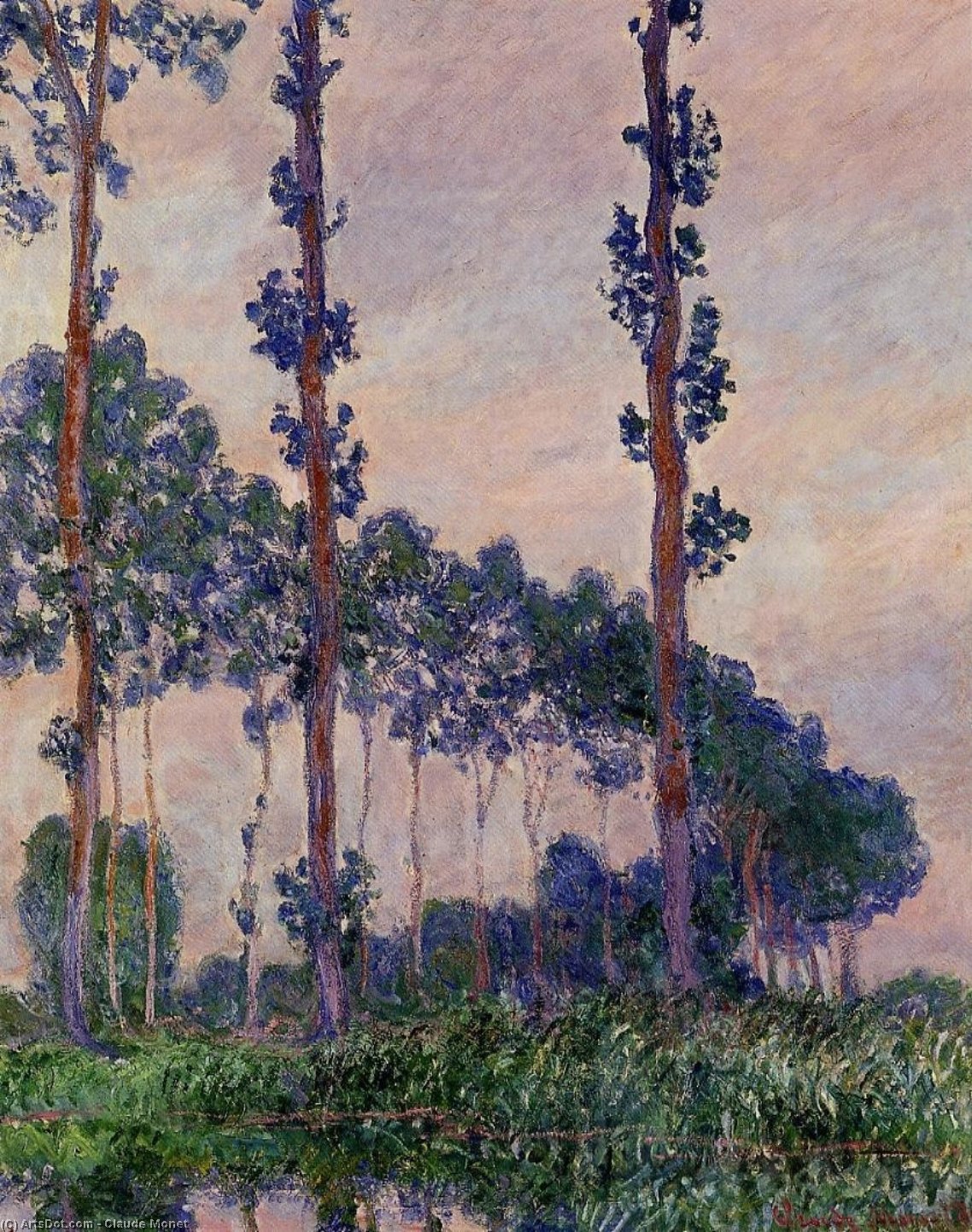 Wikioo.org - Bách khoa toàn thư về mỹ thuật - Vẽ tranh, Tác phẩm nghệ thuật Claude Monet - Poplars in Grey Weather