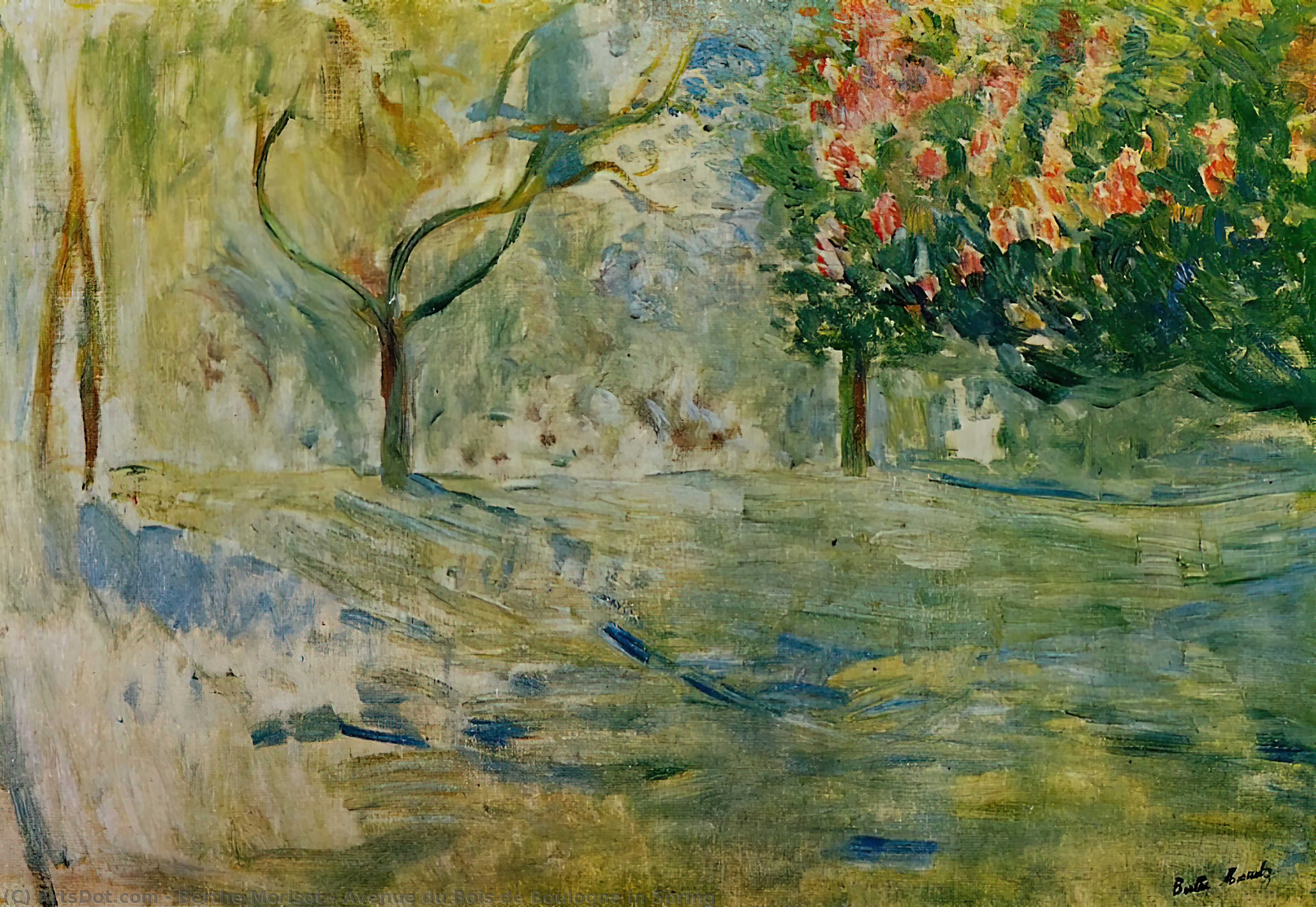 Wikoo.org - موسوعة الفنون الجميلة - اللوحة، العمل الفني Berthe Morisot - Avenue du Bois de Boulogne in Spring