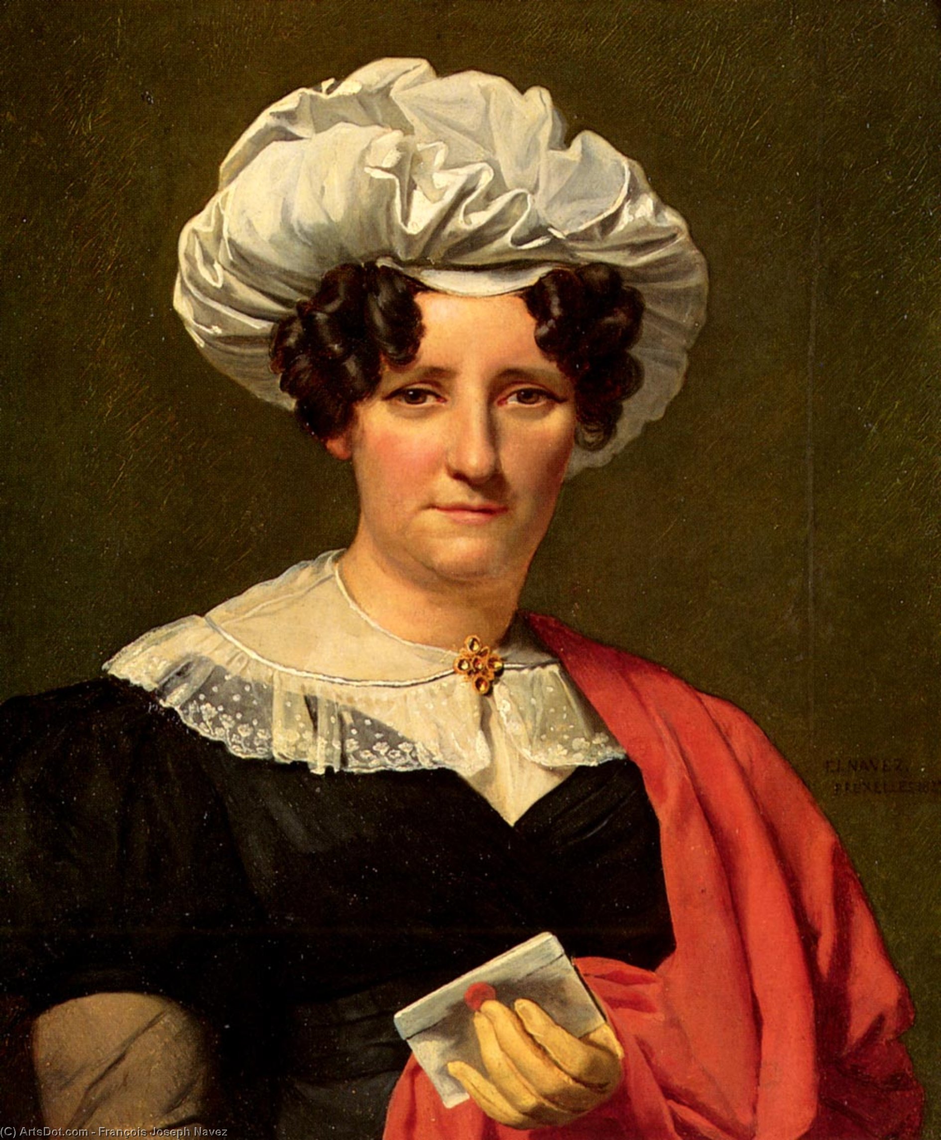 WikiOO.org - Encyclopedia of Fine Arts - Schilderen, Artwork François Joseph Navez - Portrait of a lady with a letter