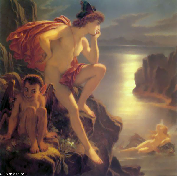 Wikioo.org – La Enciclopedia de las Bellas Artes - Pintura, Obras de arte de Joseph Noel Paton - OBERON y el Sirena