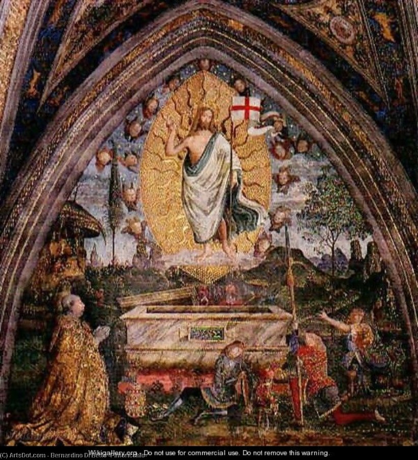 Wikoo.org - موسوعة الفنون الجميلة - اللوحة، العمل الفني Bernardino Di Betto (Pintoricchio) - The resurrection
