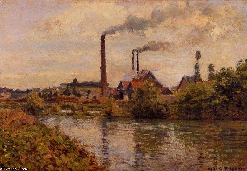Wikioo.org - The Encyclopedia of Fine Arts - Painting, Artwork by Camille Pissarro - Factory at Pontoise