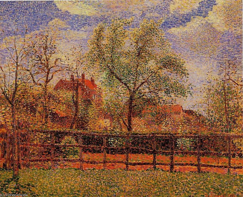 Wikioo.org - สารานุกรมวิจิตรศิลป์ - จิตรกรรม Camille Pissarro - Pear Trees in Bloom, Eragny, Morning