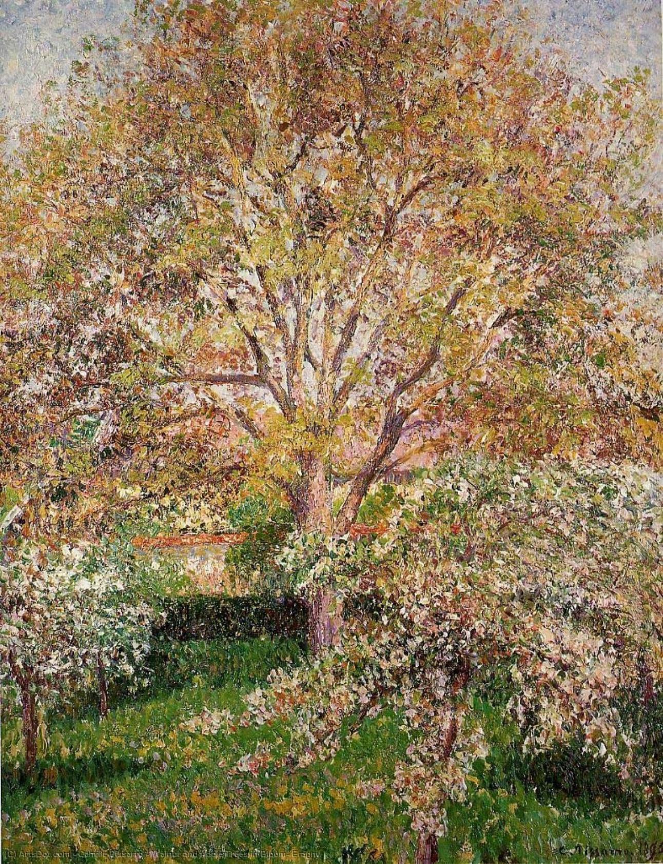 Wikioo.org - The Encyclopedia of Fine Arts - Painting, Artwork by Camille Pissarro - Walnut and Apple Trees in Bloom, Eragny
