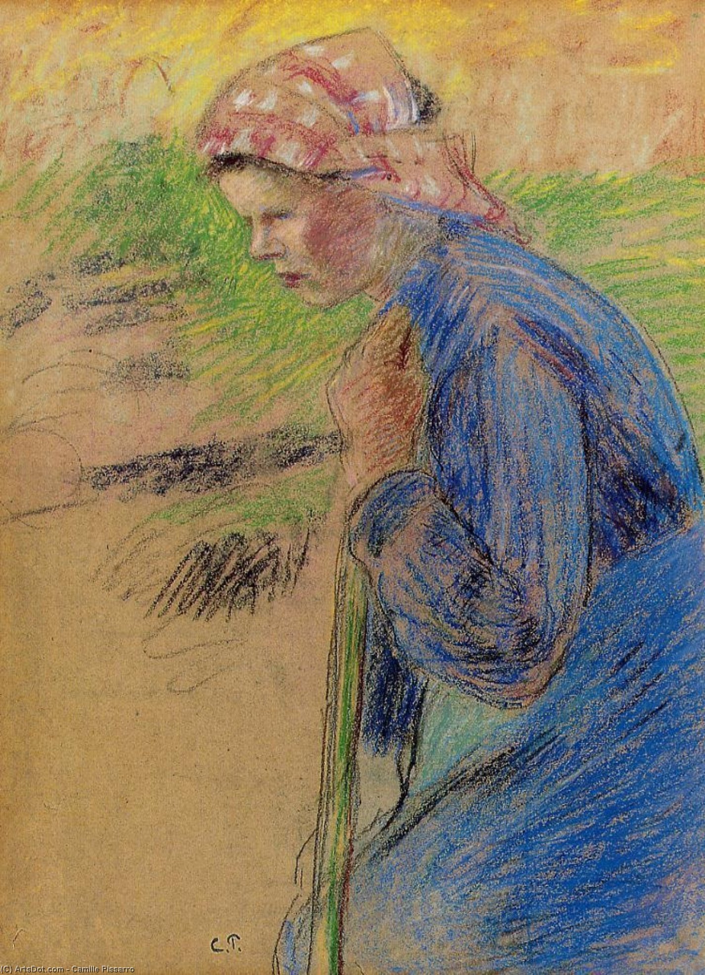 Wikioo.org – La Enciclopedia de las Bellas Artes - Pintura, Obras de arte de Camille Pissarro - joven campesinas  chica