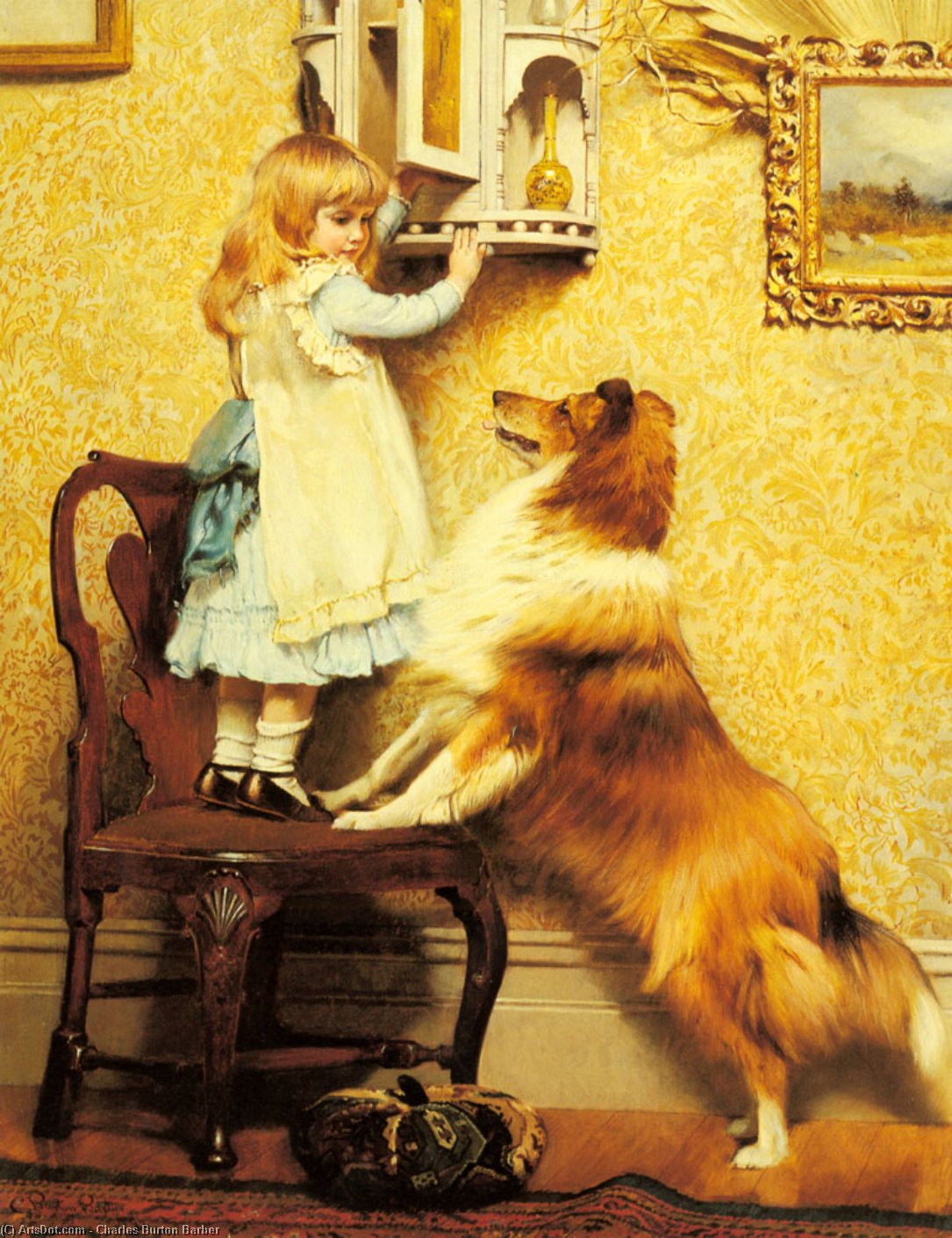 Wikioo.org - The Encyclopedia of Fine Arts - Painting, Artwork by Charles Burton Barber - A Little Girl and her Sheltie