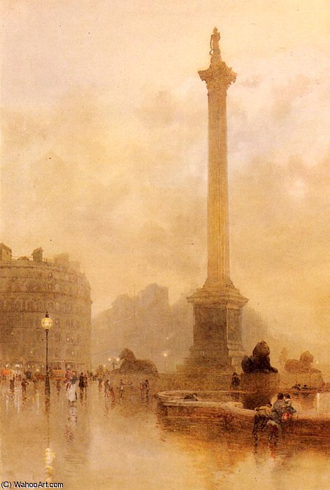 Wikioo.org - The Encyclopedia of Fine Arts - Painting, Artwork by Rose Maynard Barton - Nelson's column in a fog