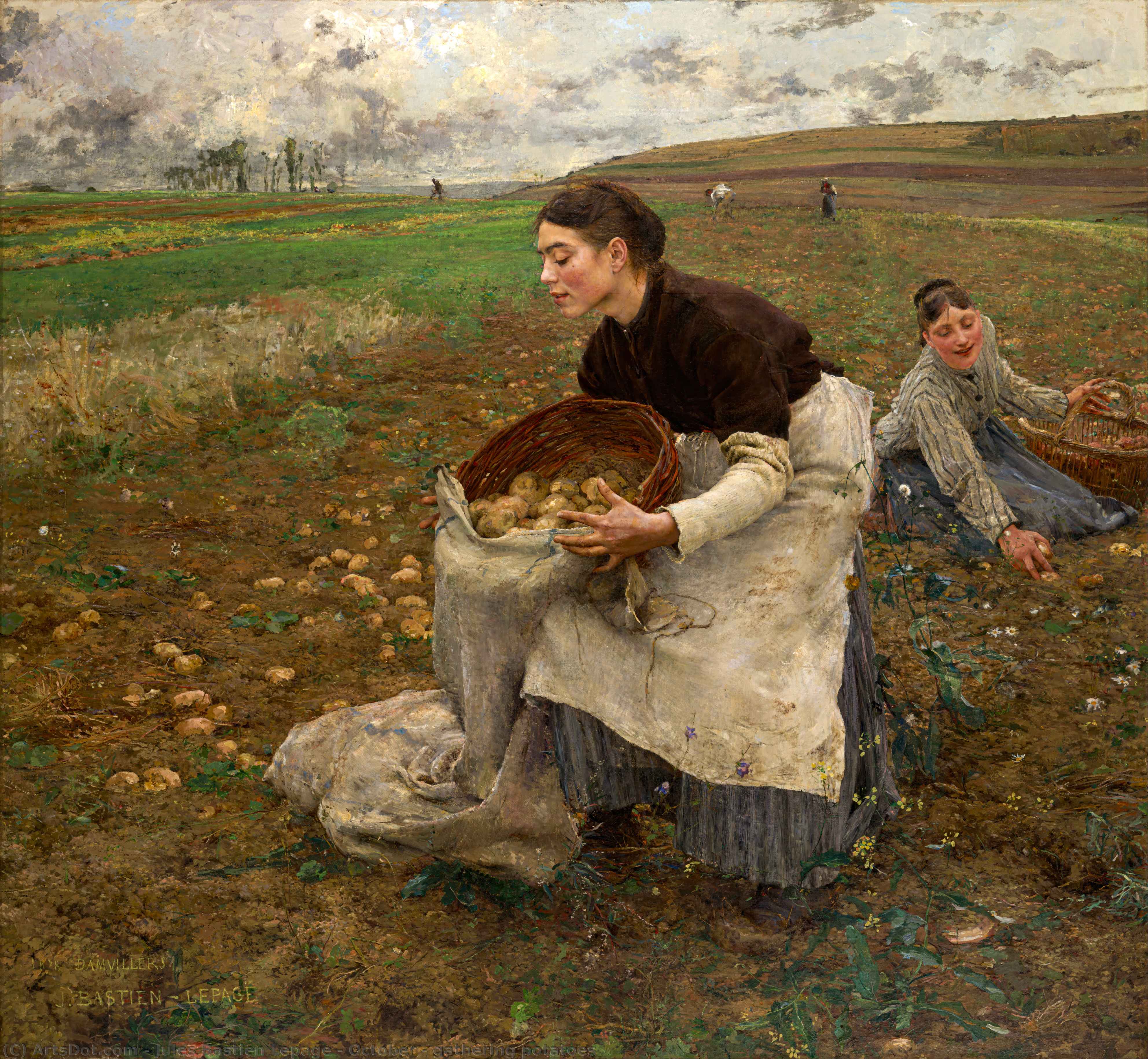 Wikioo.org - The Encyclopedia of Fine Arts - Painting, Artwork by Jules Bastien Lepage - October - gathering potatoes
