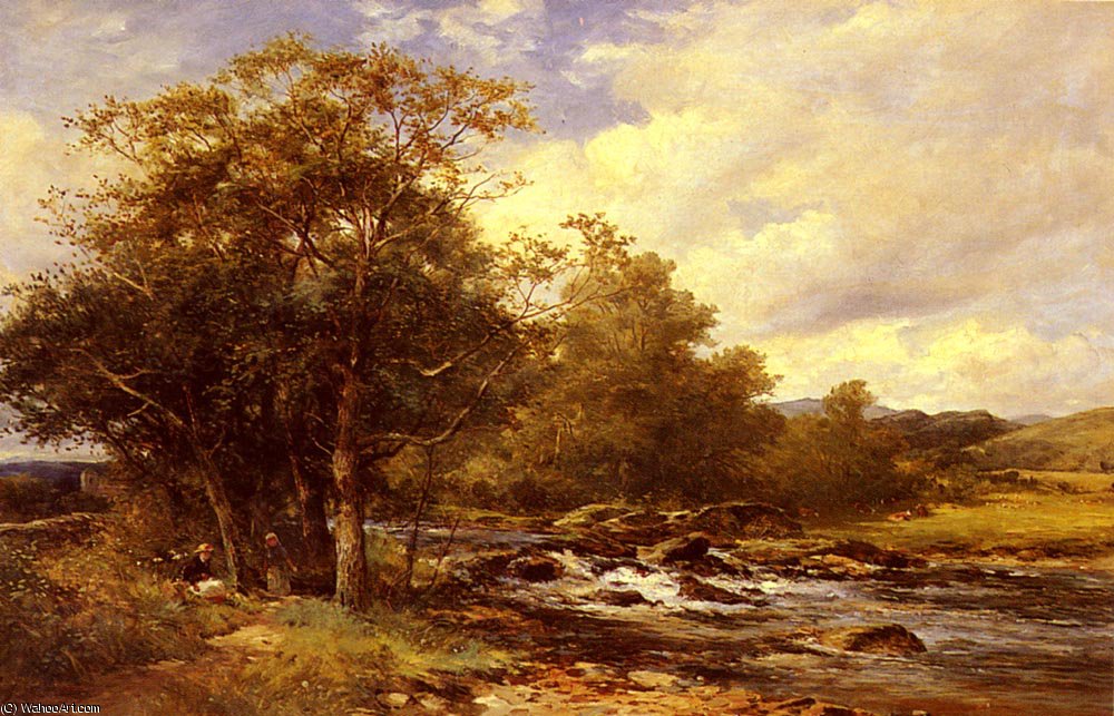 Wikioo.org - สารานุกรมวิจิตรศิลป์ - จิตรกรรม David Bates - Resting beside a river