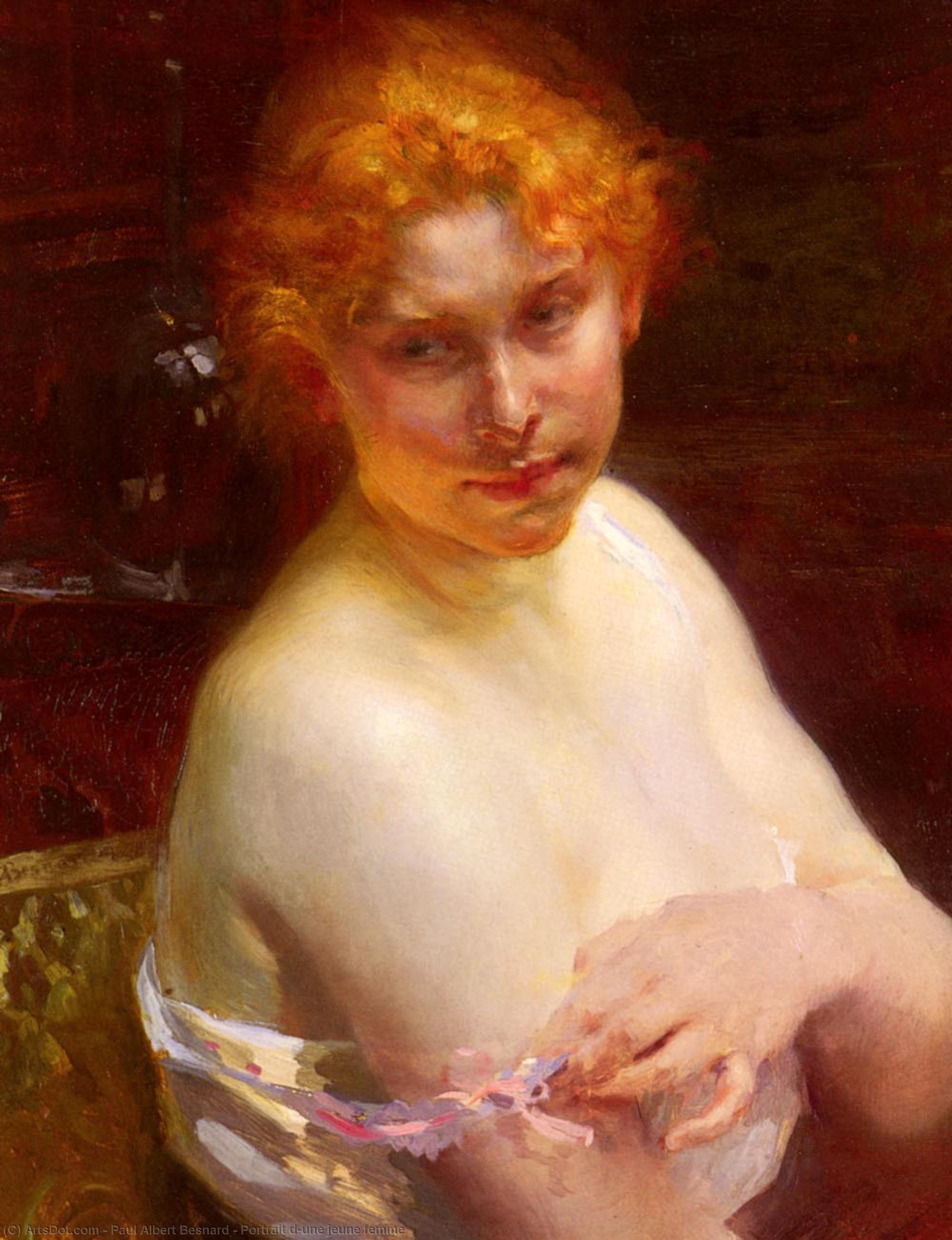 WikiOO.org - Encyclopedia of Fine Arts - Målning, konstverk Paul Albert Besnard - Portrait d'une jeune femme