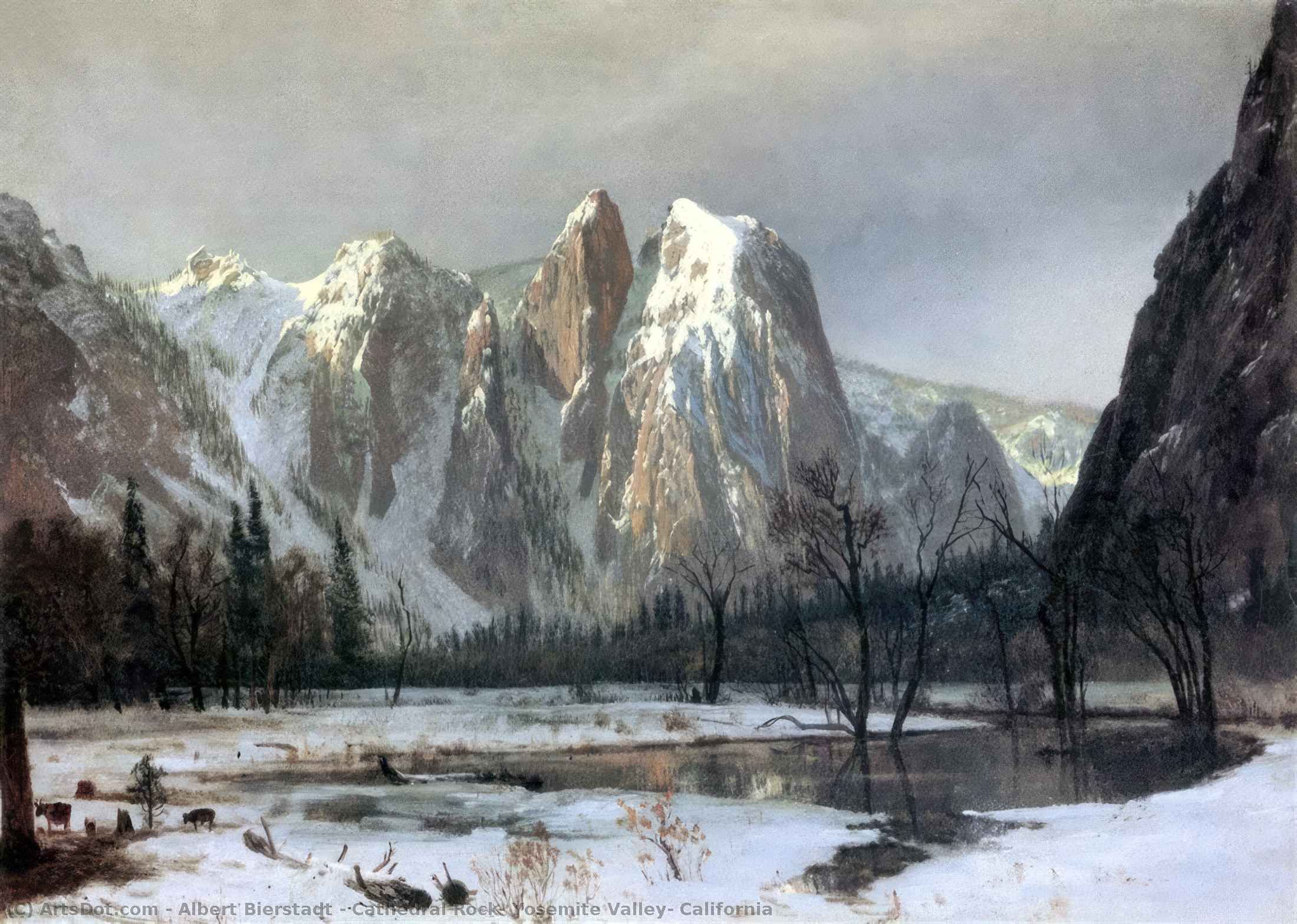 Wikioo.org - The Encyclopedia of Fine Arts - Painting, Artwork by Albert Bierstadt - Cathedral rock, yosemite valley, california
