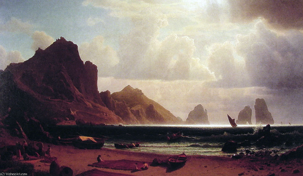 Wikioo.org - The Encyclopedia of Fine Arts - Painting, Artwork by Albert Bierstadt - The marina piccola, capri