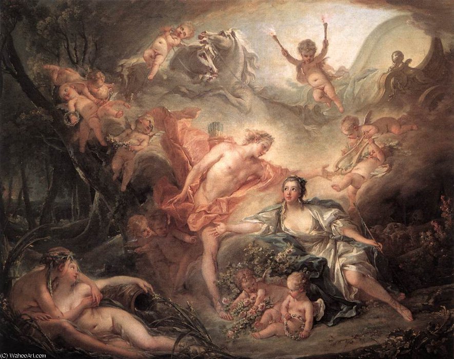 WikiOO.org - Enciklopedija dailės - Tapyba, meno kuriniai François Boucher - Apollo Revealing his Divinity to the Shepherdess