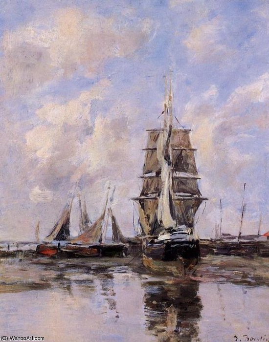 WikiOO.org - Güzel Sanatlar Ansiklopedisi - Resim, Resimler Eugène Louis Boudin - Beached boats