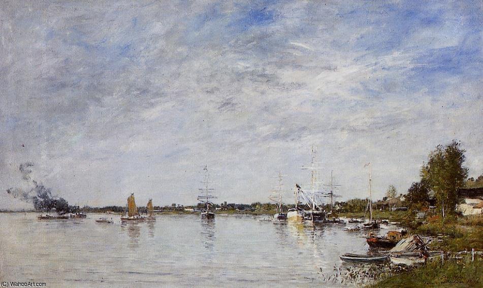 WikiOO.org - אנציקלופדיה לאמנויות יפות - ציור, יצירות אמנות Eugène Louis Boudin - Boat Construction Docks at Lormont