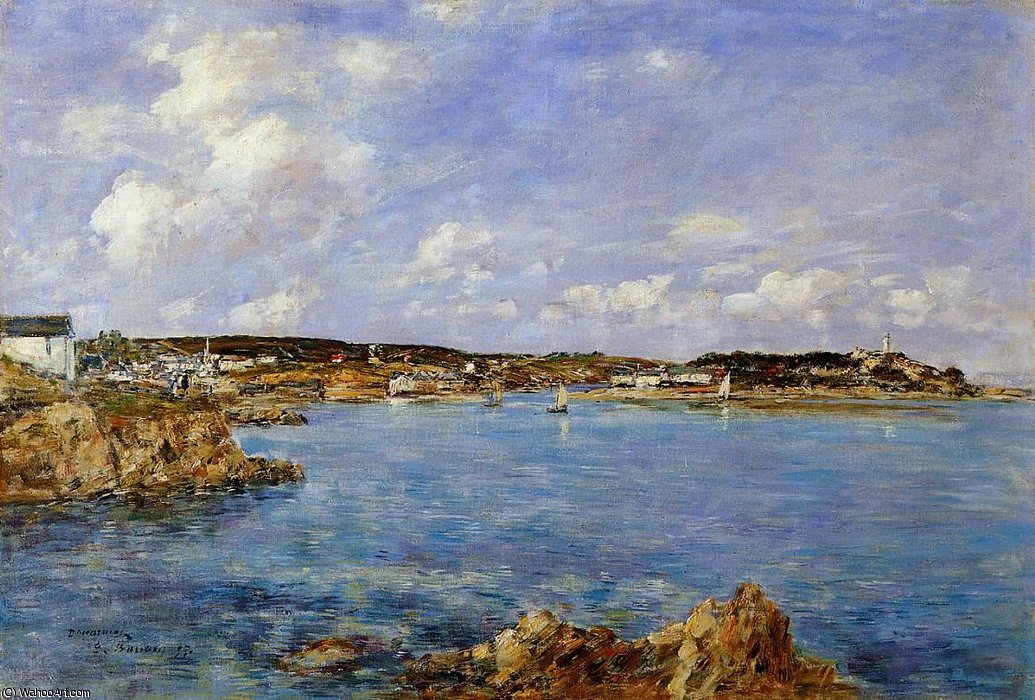 Wikioo.org - The Encyclopedia of Fine Arts - Painting, Artwork by Eugène Louis Boudin - Douarnenez, the Bay, View of Ile Tristan