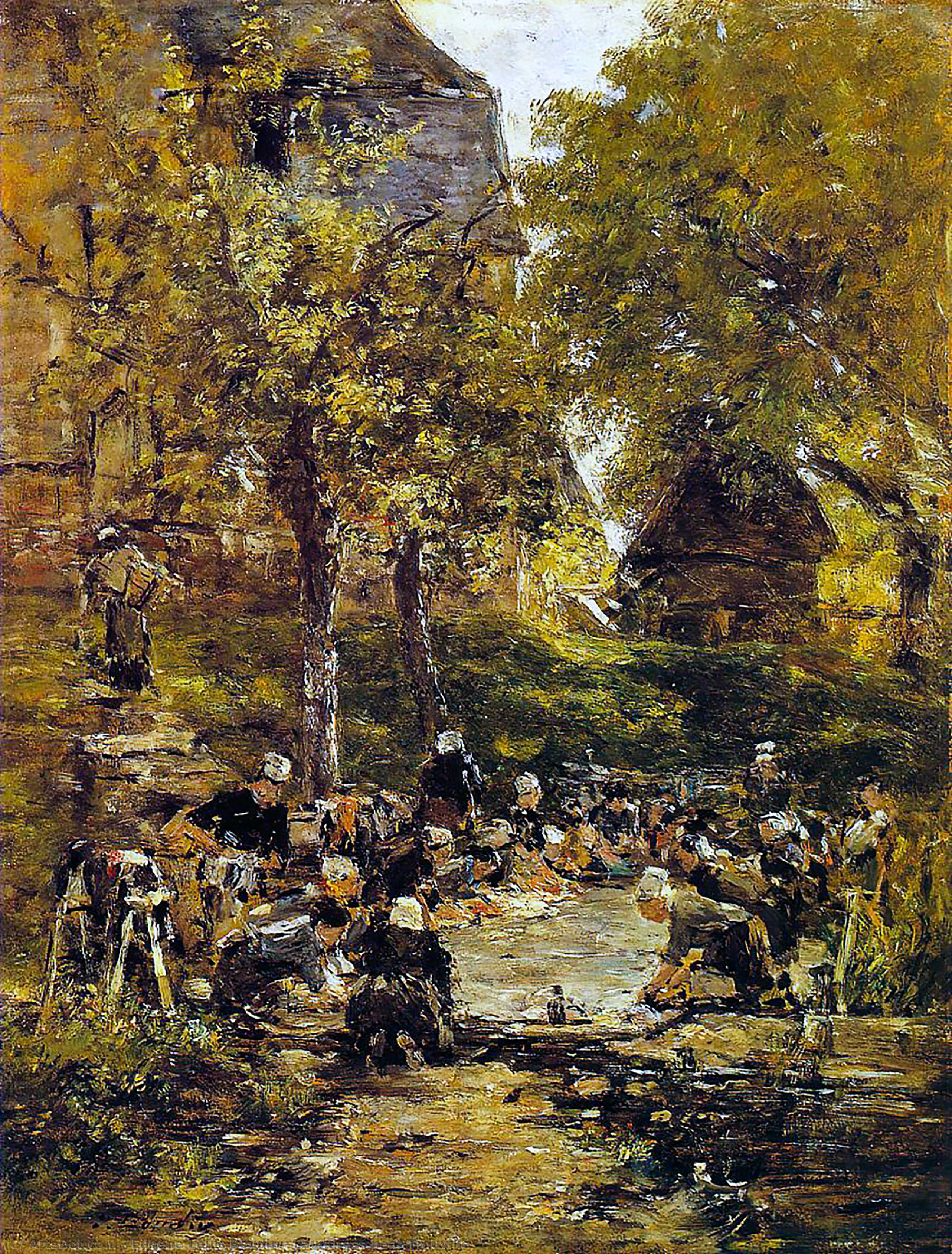 WikiOO.org - Encyclopedia of Fine Arts - Lukisan, Artwork Eugène Louis Boudin - Laundress near Trouville