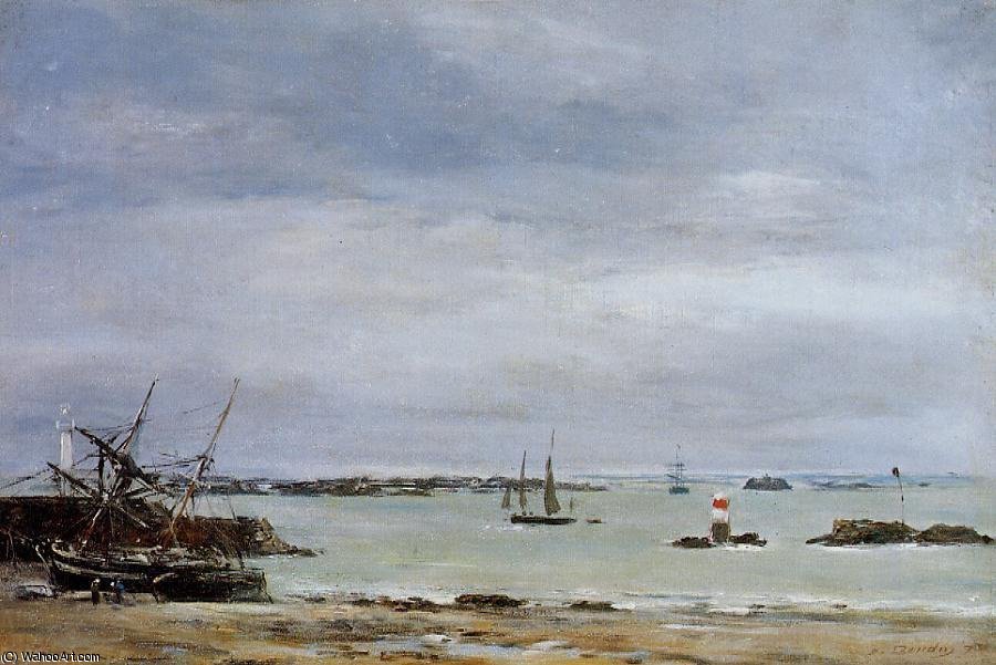 WikiOO.org - Encyclopedia of Fine Arts - Maľba, Artwork Eugène Louis Boudin - Portreiux, the Port at Low Tide