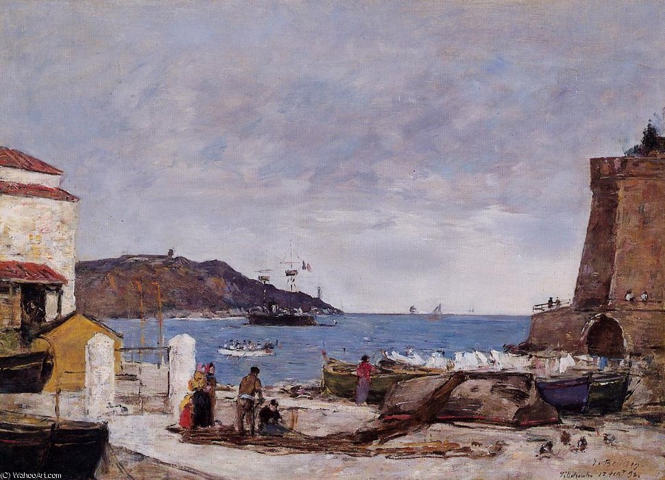 WikiOO.org - Encyclopedia of Fine Arts - Lukisan, Artwork Eugène Louis Boudin - The Bay of Villefranche, the Port