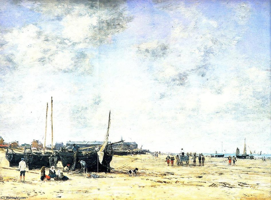 Wikioo.org - สารานุกรมวิจิตรศิลป์ - จิตรกรรม Eugène Louis Boudin - The Beach at Berck