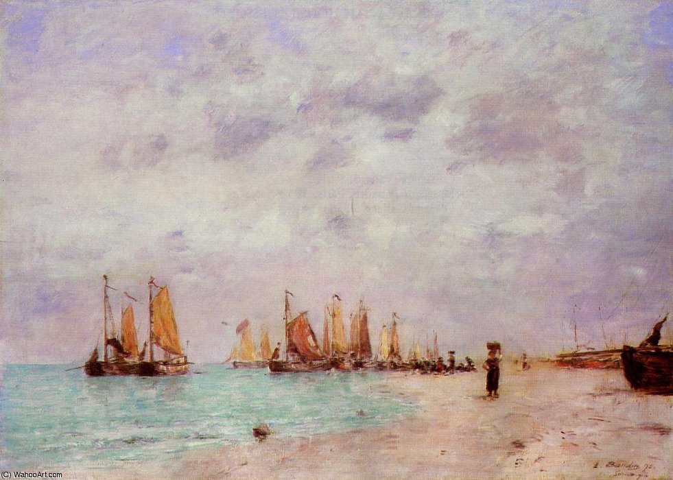 WikiOO.org - Encyclopedia of Fine Arts - Maľba, Artwork Eugène Louis Boudin - The Beach at Scheveningen