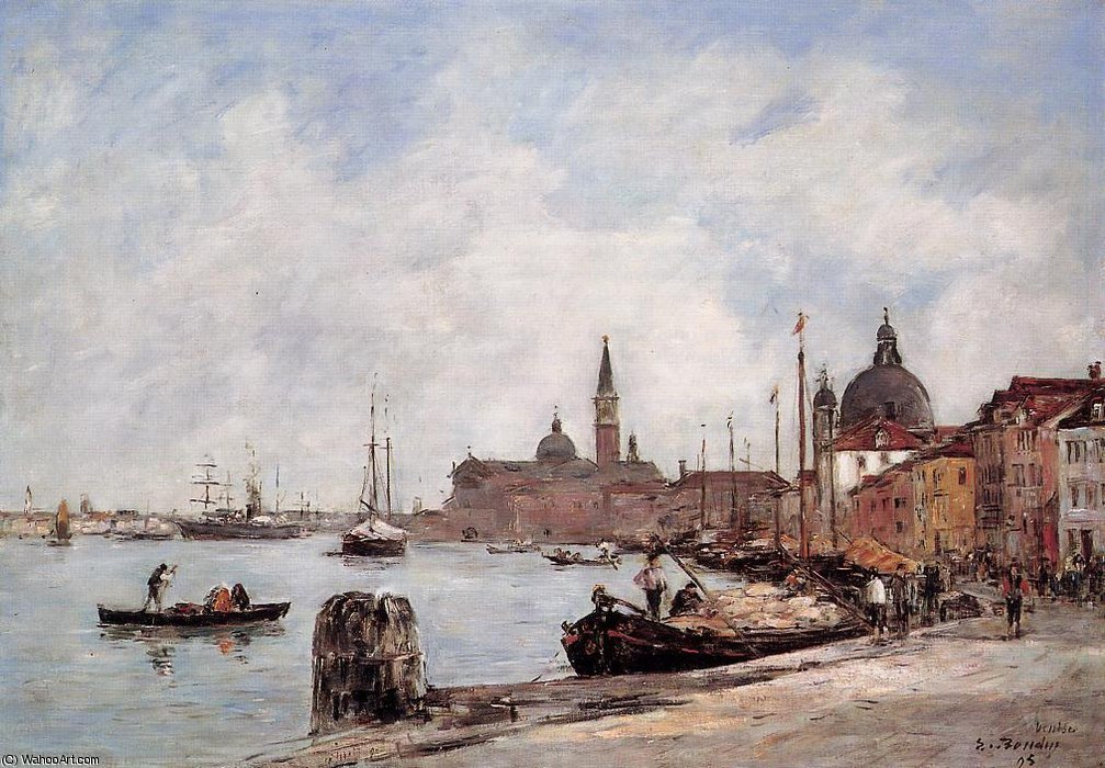 WikiOO.org - Encyclopedia of Fine Arts - Schilderen, Artwork Eugène Louis Boudin - Venice, the Dock of the Giudecca
