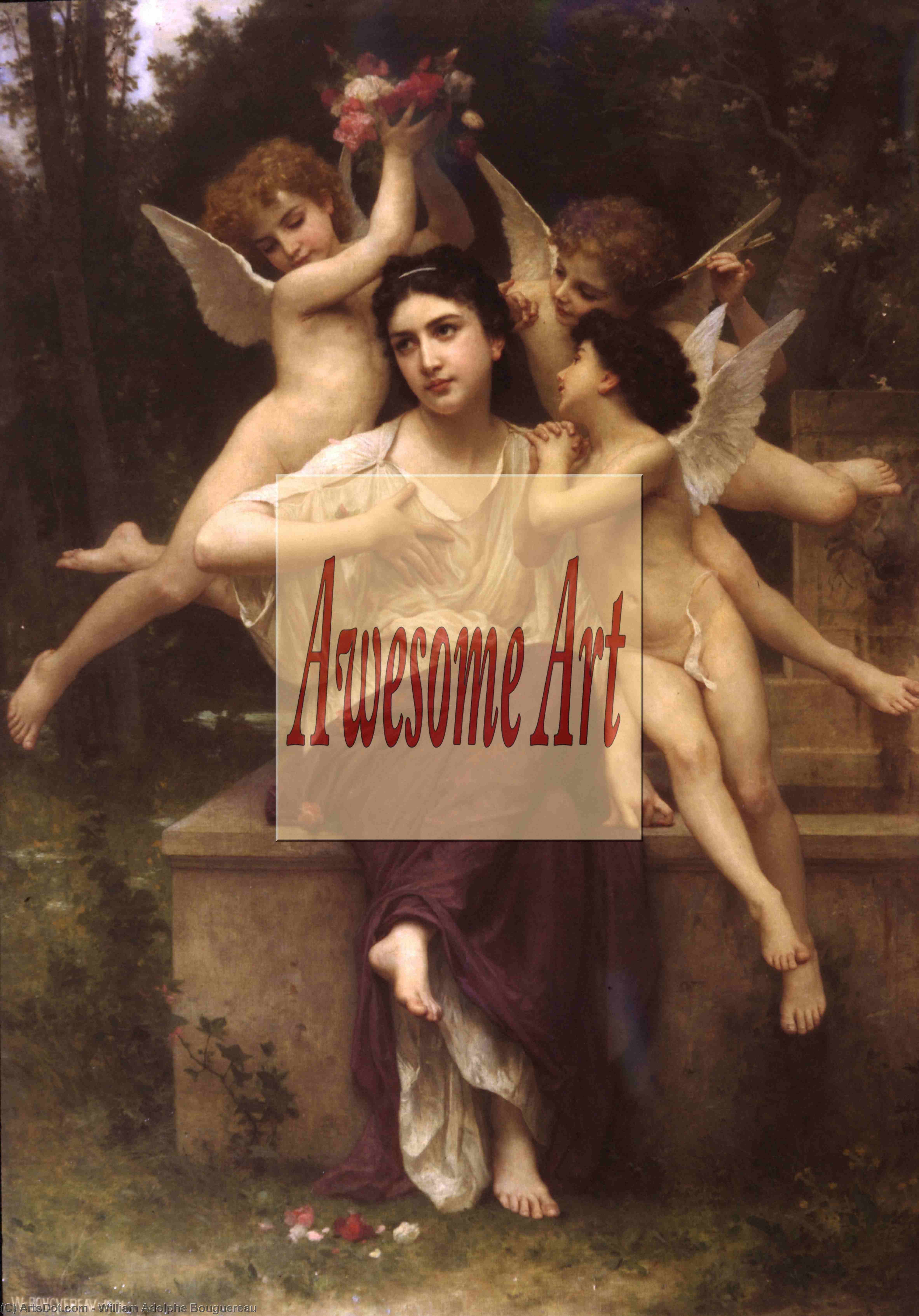 Wikioo.org – L'Encyclopédie des Beaux Arts - Peinture, Oeuvre de William Adolphe Bouguereau - une rêve  de  printanières