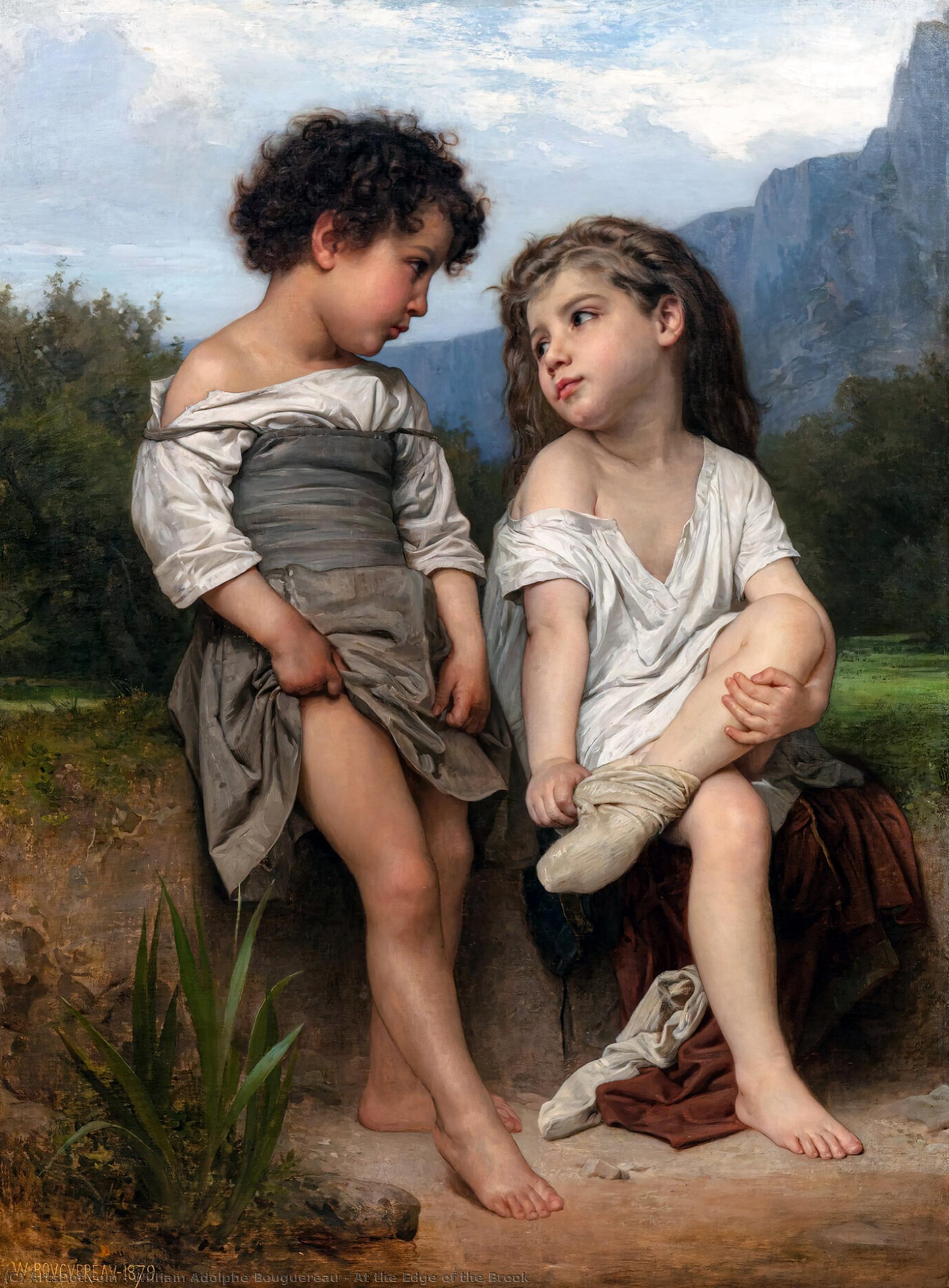 Wikioo.org - The Encyclopedia of Fine Arts - Painting, Artwork by William Adolphe Bouguereau - At the Edge of the Brook