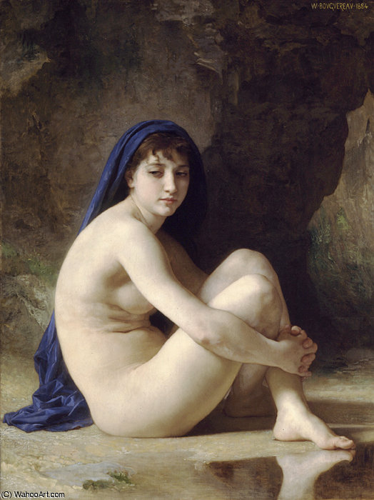 Wikioo.org - The Encyclopedia of Fine Arts - Painting, Artwork by William Adolphe Bouguereau - Baigneuse accroupie