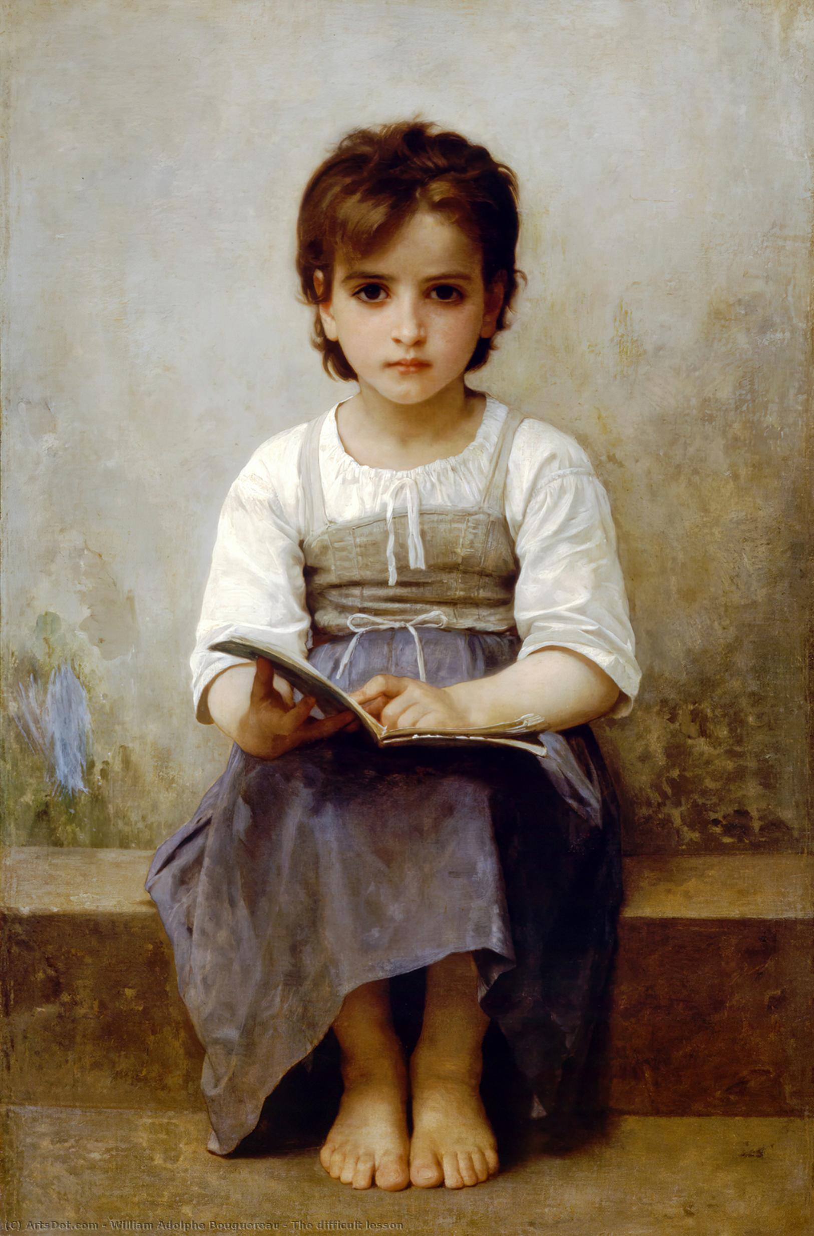 Wikioo.org - The Encyclopedia of Fine Arts - Painting, Artwork by William Adolphe Bouguereau - The difficult lesson
