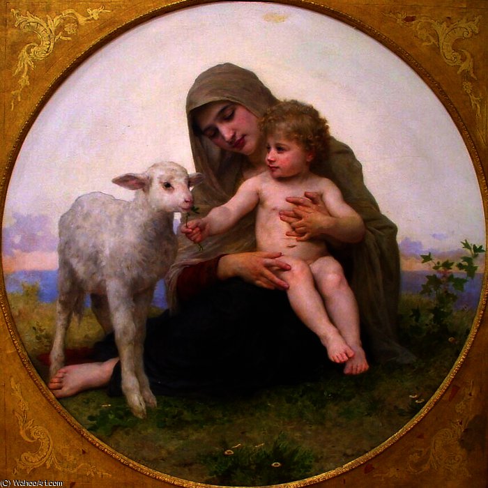 Wikioo.org – L'Enciclopedia delle Belle Arti - Pittura, Opere di William Adolphe Bouguereau - vergine e le  agnello