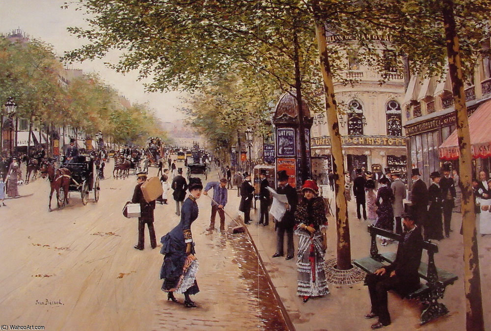 Wikioo.org - The Encyclopedia of Fine Arts - Painting, Artwork by Jean Georges Béraud - Boulevard des Capucines