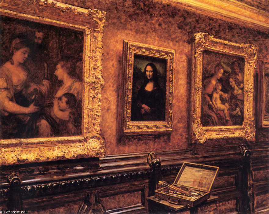 Wikoo.org - موسوعة الفنون الجميلة - اللوحة، العمل الفني Louis Beroud - Mona Lisa at the Louvre