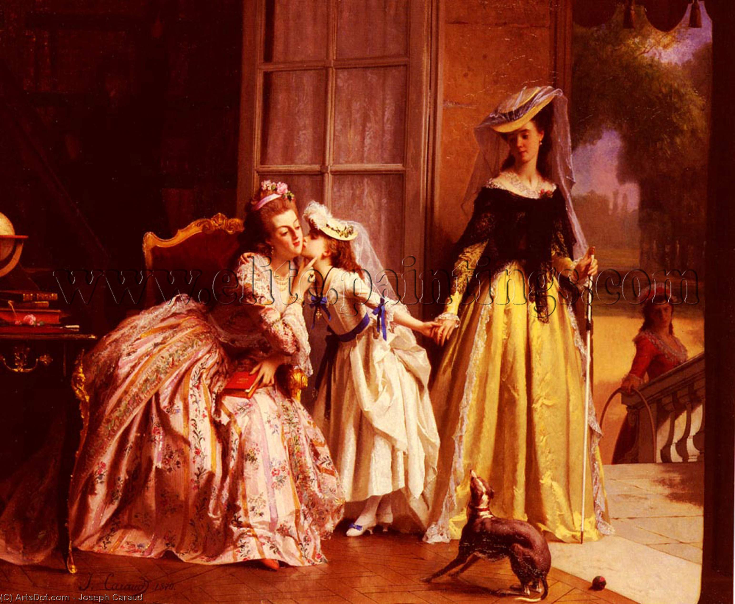 WikiOO.org - Encyclopedia of Fine Arts - Maleri, Artwork Joseph Caraud - La Reine Marie-Antoinette Et Sa Fille, Madame Royale, A Vers