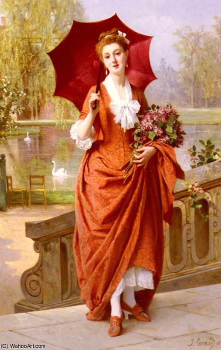 WikiOO.org - Encyclopedia of Fine Arts - Lukisan, Artwork Joseph Caraud - The red parasol