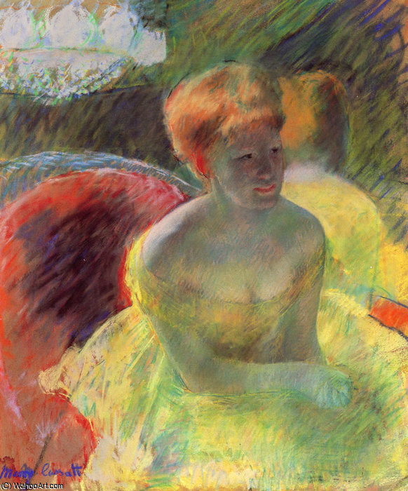 Wikioo.org – L'Encyclopédie des Beaux Arts - Peinture, Oeuvre de Mary Stevenson Cassatt - Lydia Penché sur ses bras, assis dans une Loge