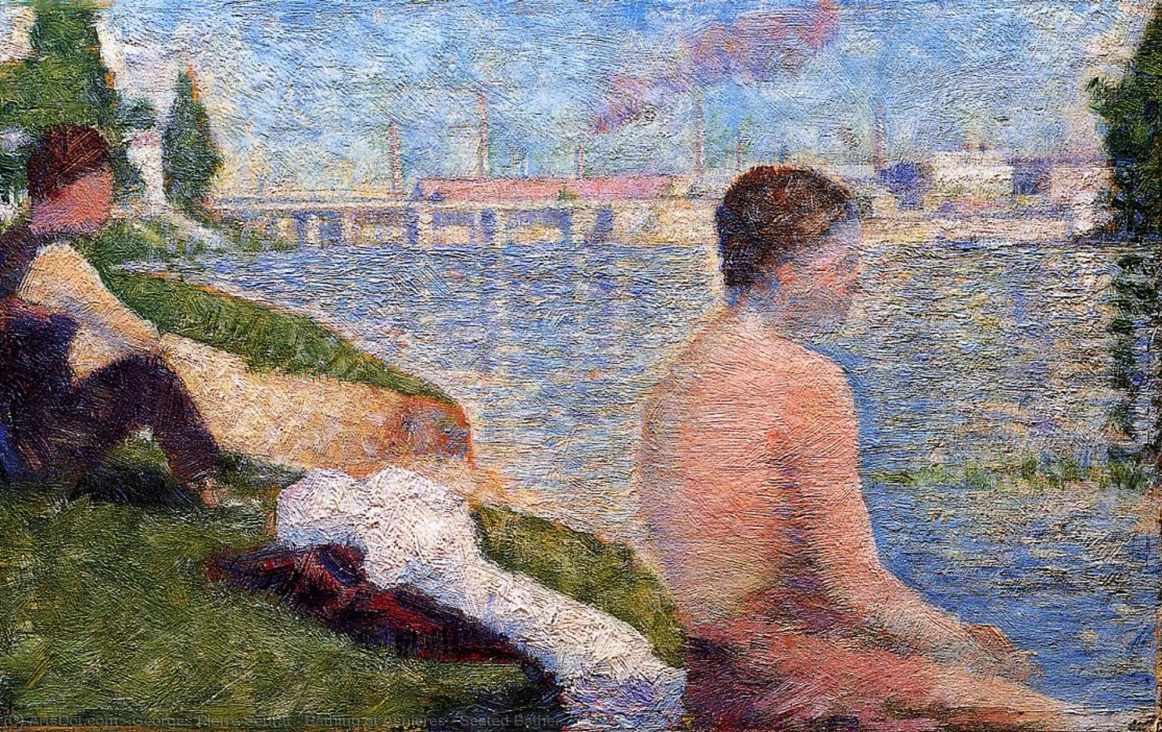 WikiOO.org - Encyclopedia of Fine Arts - Maleri, Artwork Georges Pierre Seurat - Bathing at Asnieres - Seated Bather