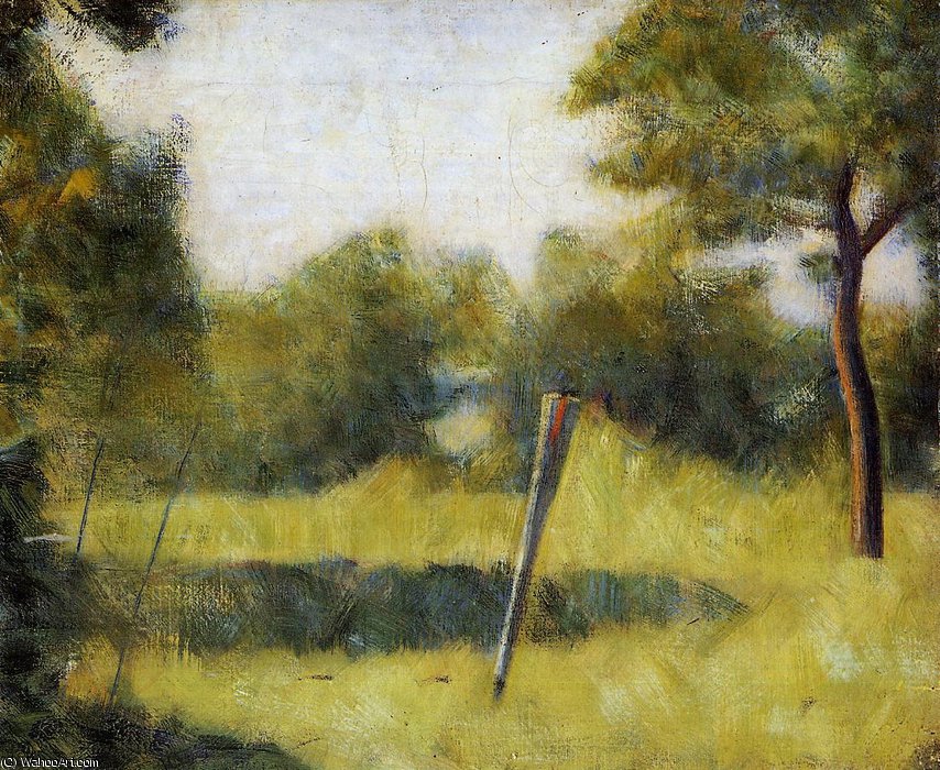 WikiOO.org - Enciklopedija dailės - Tapyba, meno kuriniai Georges Pierre Seurat - The Clearing (Landscape with a Stake)