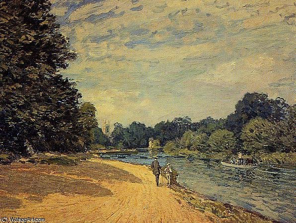 WikiOO.org - Enciklopedija likovnih umjetnosti - Slikarstvo, umjetnička djela Alfred Sisley - The Thames with Hampton Court