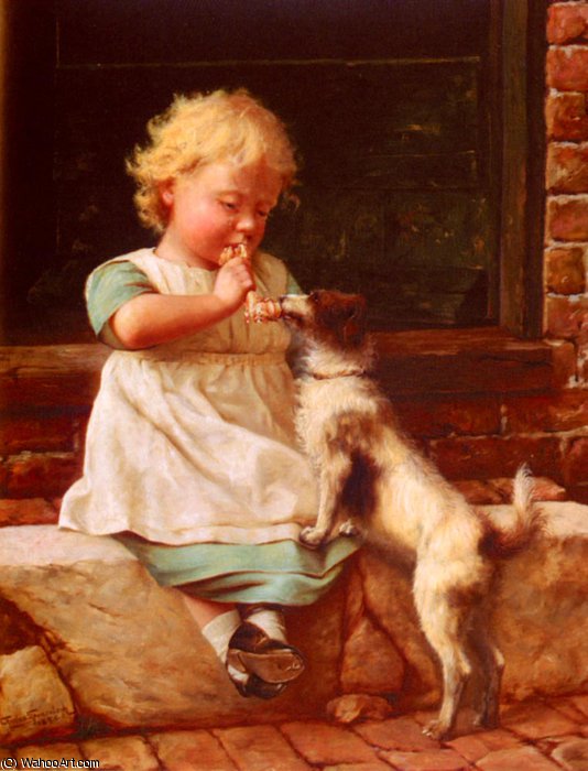 WikiOO.org - Enciklopedija likovnih umjetnosti - Slikarstvo, umjetnička djela Charles Spencelayh - A young girl and her dog