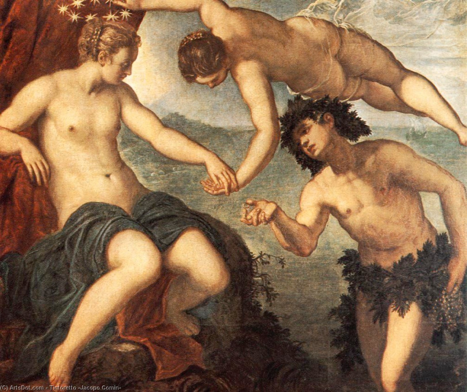 Wikioo.org - The Encyclopedia of Fine Arts - Painting, Artwork by Tintoretto (Jacopo Comin) - Ariadne, Venus and Bacchus