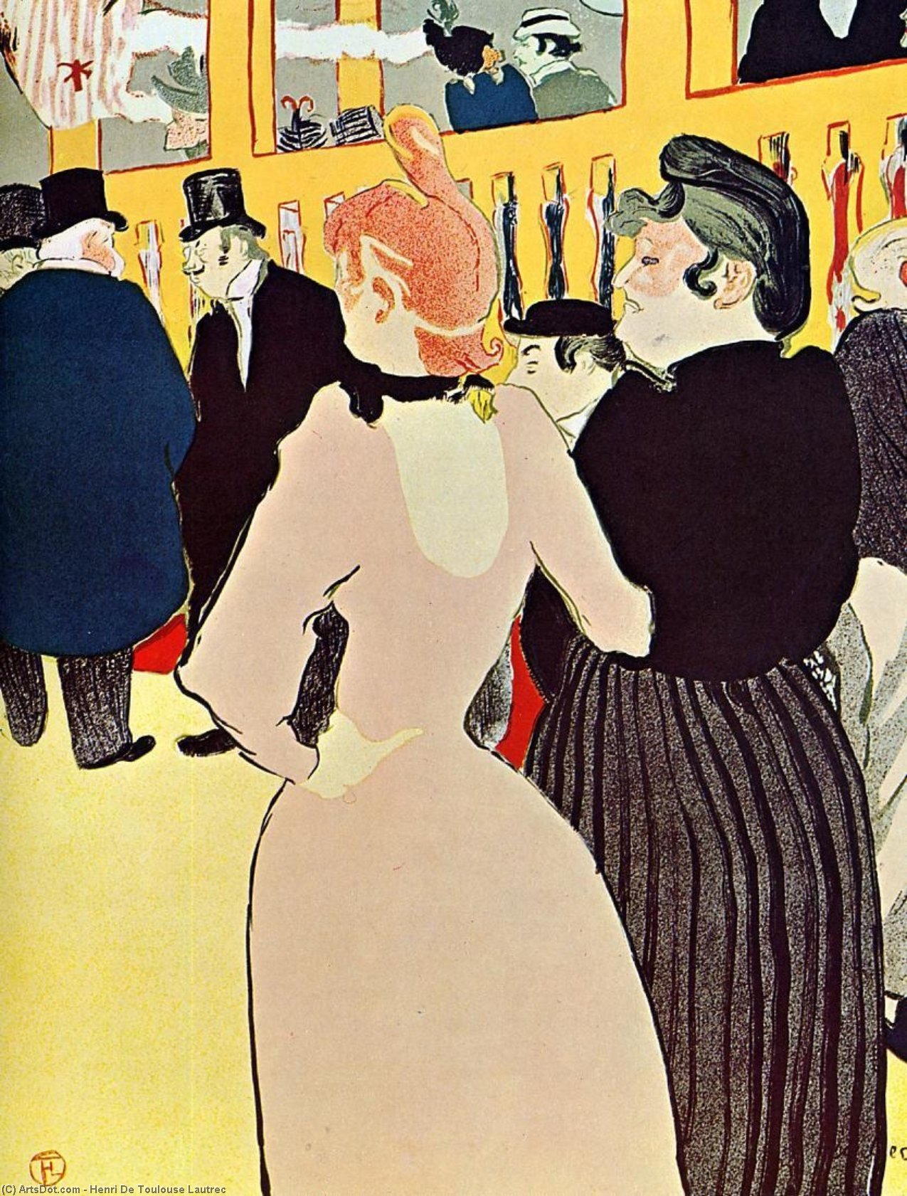 Wikioo.org - The Encyclopedia of Fine Arts - Painting, Artwork by Henri De Toulouse Lautrec - At the Moulin Rouge - La Goulue with Her Sister