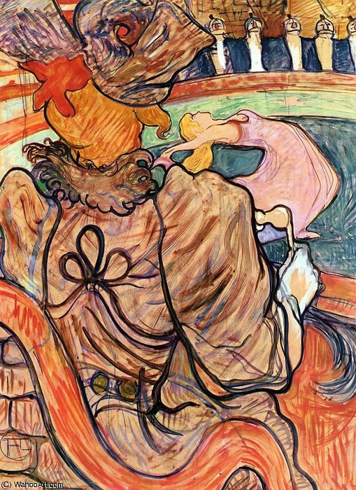 WikiOO.org - Encyclopedia of Fine Arts - Maleri, Artwork Henri De Toulouse Lautrec - At the Nouveau Cirque - The Dancer and Five Stuffed Shirts