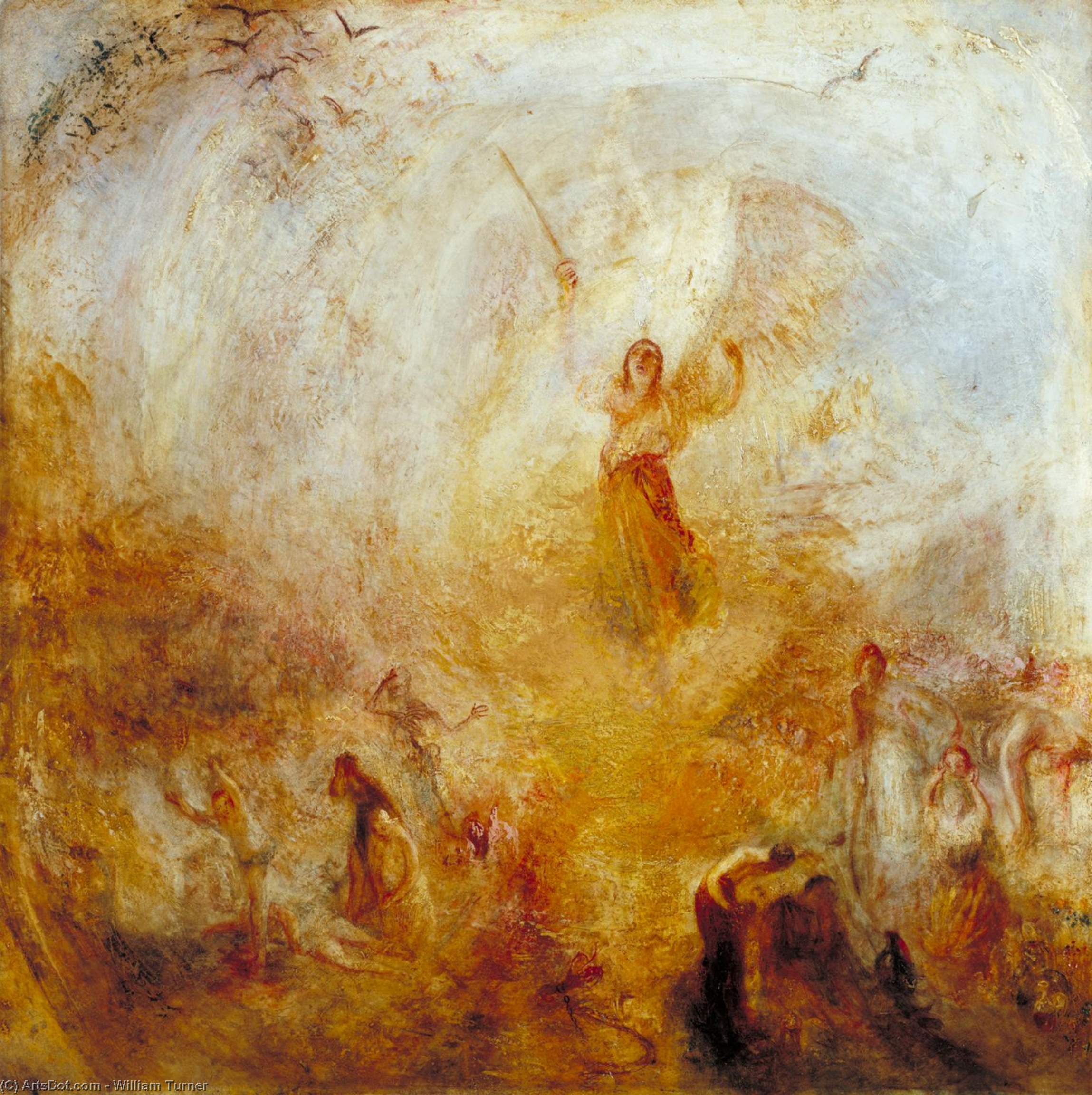 Wikioo.org - The Encyclopedia of Fine Arts - Painting, Artwork by William Turner - Angel Standing in a Storm